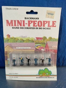 Vintage package of Bachmann Mini-People Train Crew (Item No. 42-3303) hand-decorated in HO scale