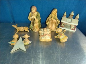 Vintage ceramic or porcelain Nativity figurine set