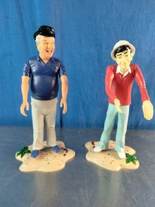 Vintage 1980s Gilligans Island vinyl figures of the Skipper and Gilligan, made by Hamilton Presents