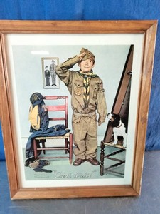 Vintage reproduction print of Norman Rockwells 1972 painting titled Cant Wait