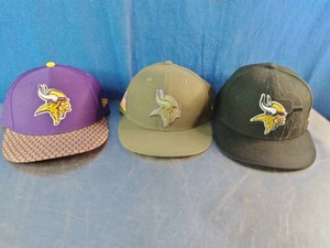 Three New Era Minnesota Vikings flat-brim caps featuring the teams logo Size 7.25