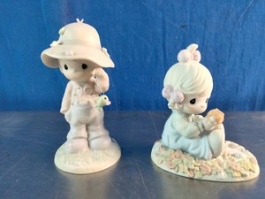 Two vintage collectible Precious Moments porcelain bisque figurines