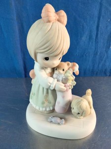 Precious Moments porcelain bisque figurin, May Your Holiday Be Filled With Christmas Cheer