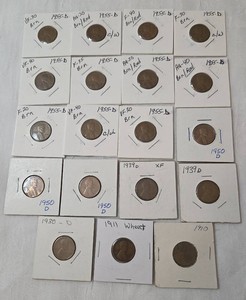 1910 - 1955 Bag of Carded Cents - 19 Coins