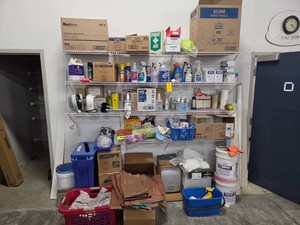 Cleaning Supplies & Misc. On Shelvi...