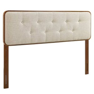 $174 Collins Tufted Walnut Beige Queen Headboard