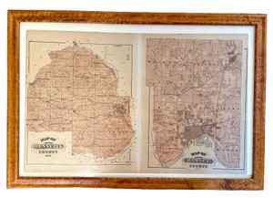 UK - Framed 1874 Antique Hennepin & Ramsey County Minnesota Atlas Map
