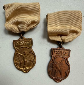 UK - Pair of Vintage Polk Co. Meet Track & Field Medals