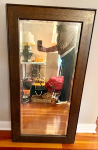 UK - Antique Mission Style Oak Wall Mirror