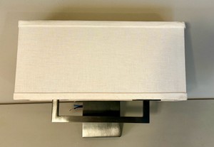 UK - Modern 2-Light Wall Sconce with White Linen Shade