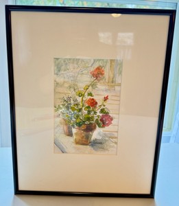 UK - Lu Wyer Harris Original Watercolor Painting  Geranium