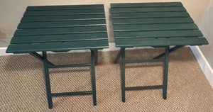 UP - Hunter Green Folding Patio Side Tables