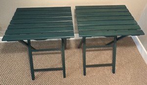 UP - Hunter Green Folding Patio Side Tables
