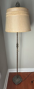 UP - 1930s Cast Iron & Brass Twist-Stem 62 Floor Lamp