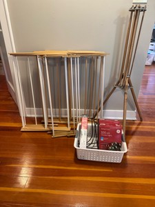 Assorted Vintage Drying Racks, Wooden Racks & Holiday Lights