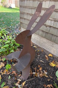 O - Rustic Metal Bunny Yard Decor