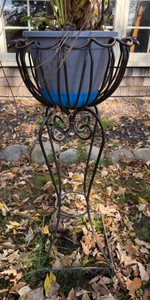 O - Wrought Iron Scrollwork Plant Stand