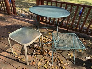 O - 3-Piece Metal & Glass Outdoor Patio Table Lot