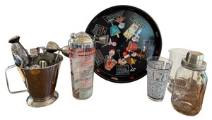 Mid-Century Graphic Cocktail Barware Set