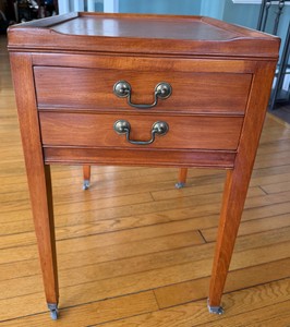 LR - 2-Drawer Wooden Side Table with Casters