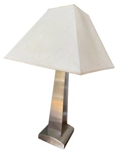DR - Brushed Steel Modern Obelisk Table Lamp