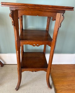 DR - Antique Edwardian Multi-Tiered Wood Plant StandSide Table