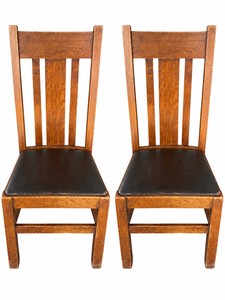 DR - Antique Mission Oak Side Chairs - Pair