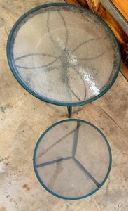 G - Green Metal & Glass Patio Side Tables