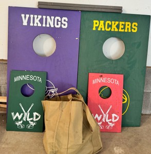 G - Custom NFL & NHL Cornhole Game Set with Carrying Bag