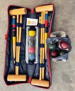 G - Vintage Sportcraft Croquet & International Bocce Combo Set