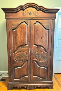 B1 - Vintage French Country Solid Wood Armoire Wardrobe Cabinet