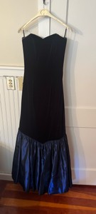 Vintage Black Velvet & Satin Bow Evening Gown