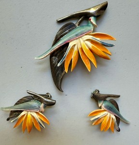 UK - Rare Vintage Mings of Honolulu Sterling Bird of Paradise Earring Set