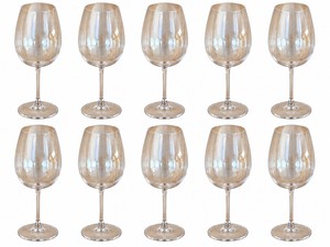 K - Waterford 10-Piece 9 Iridescent Amber Luster Wine Glass Lot