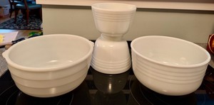 Vintage Hamilton Beach & Pyrex Milk Glass Mixer Bowls