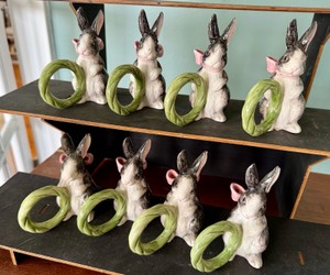 Fitz & Floyd Ceramic Bunny Napkin Rings