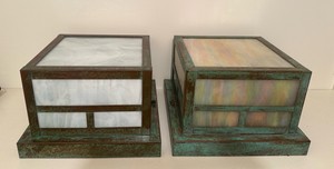 UC - Arroyo Craftsman Oak Park Flush Mount Ceiling Lights - Pair