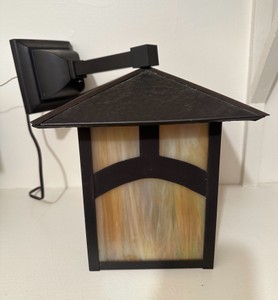 UC - Mission Style Slag Glass Wall Sconce Lantern