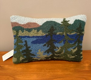 UM - NWT Peking Handicraft Lake Forest Hand-Hooked Wool Accent Pillow 8x12 Rustic Cabin