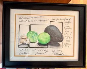 Original 1993 James Roane Signed Framed Watercolor Recipe Art