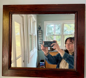 Mahogany Tone Wooden Wall Mirror