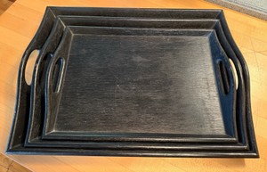 3 Black Nested Wooden Serving Trays