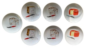 Vintage Japanese Fine Porcelain Cheese & Fromage Appetizer Plates