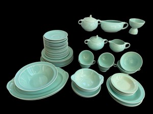 Vintage TS&T LuRay Pastels Surf Green Dinnerware Set Lot  1930s40s Art Deco