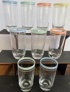 G-Pastel Banded Tumbler Glasses - 9-Piece Lot