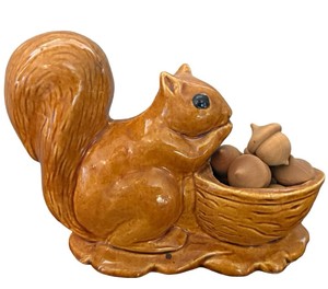 Vintage McCoy Pottery Brown Glazed Ceramic Squirrel Planter Dish #239 USA