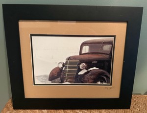 H-Vintage Chevrolet Truck in Winter Fine Art Print