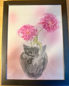 UK-Original Floral Watercolor & Pastel Still Life  Framed - Rebecca Wold