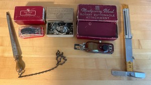 UK-Vintage Montgomery Ward Sewing Attachment & Tool Lot