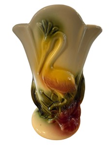 UK-Vintage Hull Pottery Tropical Bird Art Deco Vase #78  Circa 1940s